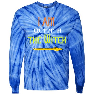 Witch Halloween Costume Funny I Am With The Witch Cool Gift Tie-Dye Long Sleeve Shirt