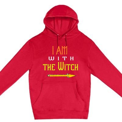 Witch Halloween Costume Funny I Am With The Witch Cool Gift Premium Pullover Hoodie