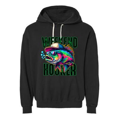 Weekend Hooker Colorful Fish Funny Father Day Love Fishing Garment-Dyed Fleece Hoodie