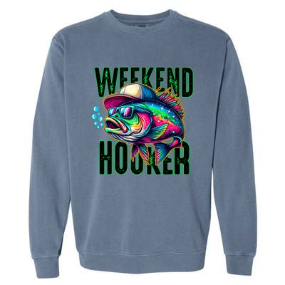 Weekend Hooker Colorful Fish Funny Father Day Love Fishing Garment-Dyed Sweatshirt