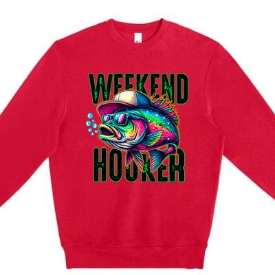 Weekend Hooker Colorful Fish Funny Father Day Love Fishing Premium Crewneck Sweatshirt