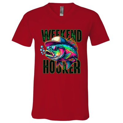 Weekend Hooker Colorful Fish Funny Father Day Love Fishing V-Neck T-Shirt