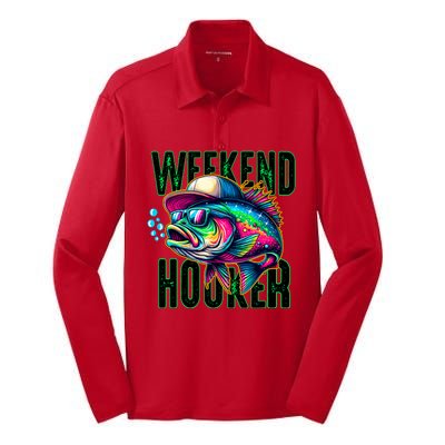 Weekend Hooker Colorful Fish Funny Father Day Love Fishing Silk Touch Performance Long Sleeve Polo