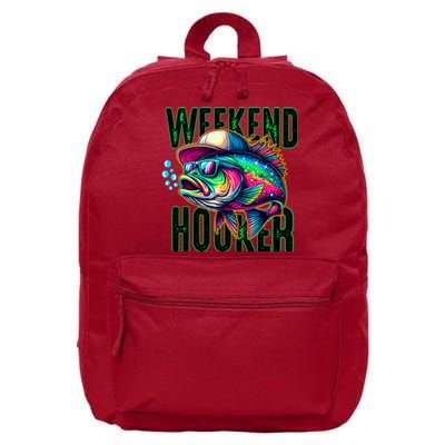 Weekend Hooker Colorful Fish Funny Father Day Love Fishing 16 in Basic Backpack