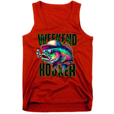 Weekend Hooker Colorful Fish Funny Father Day Love Fishing Tank Top