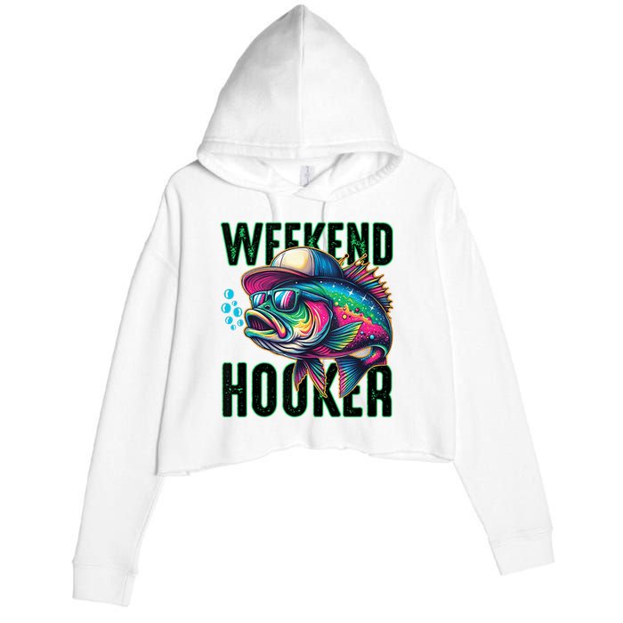 Weekend Hooker Colorful Fishing Crop Fleece Hoodie