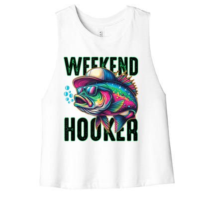 Weekend Hooker Colorful Fishing Women's Racerback Cropped Tank