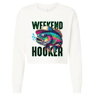 Weekend Hooker Colorful Fishing Cropped Pullover Crew