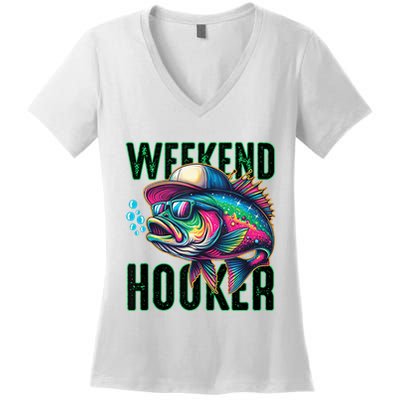 Weekend Hooker Colorful Fishing Women's V-Neck T-Shirt