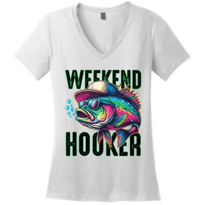 Weekend Hooker Colorful Fishing Women's V-Neck T-Shirt