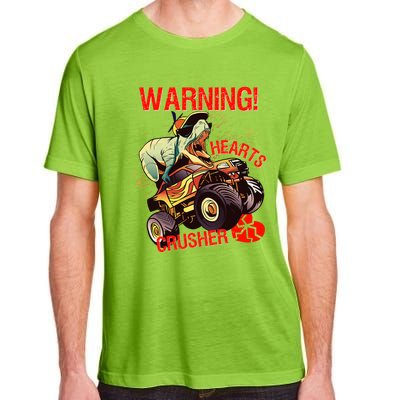 Warning Hearts Crusher T Rex Dinosaur Riding Monster Truck Great Gift Adult ChromaSoft Performance T-Shirt