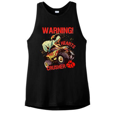 Warning Hearts Crusher T Rex Dinosaur Riding Monster Truck Great Gift Ladies PosiCharge Tri-Blend Wicking Tank