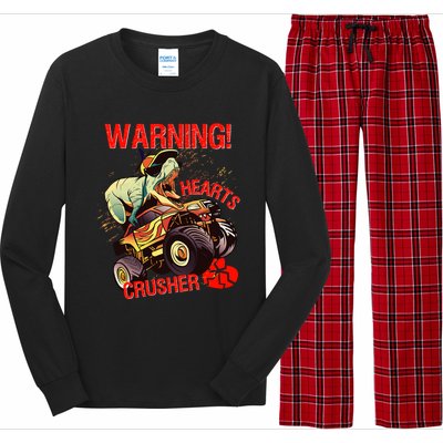 Warning Hearts Crusher T Rex Dinosaur Riding Monster Truck Great Gift Long Sleeve Pajama Set