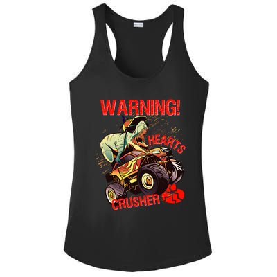 Warning Hearts Crusher T Rex Dinosaur Riding Monster Truck Great Gift Ladies PosiCharge Competitor Racerback Tank