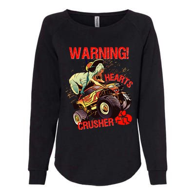 Warning Hearts Crusher T Rex Dinosaur Riding Monster Truck Great Gift Womens California Wash Sweatshirt