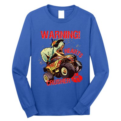 Warning Hearts Crusher T Rex Dinosaur Riding Monster Truck Great Gift Long Sleeve Shirt