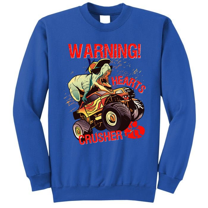 Warning Hearts Crusher T Rex Dinosaur Riding Monster Truck Great Gift Sweatshirt