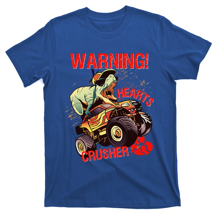 Warning Hearts Crusher T Rex Dinosaur Riding Monster Truck Great Gift T-Shirt