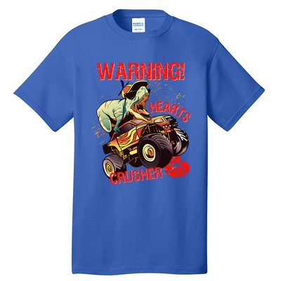 Warning Hearts Crusher T Rex Dinosaur Riding Monster Truck Great Gift Tall T-Shirt