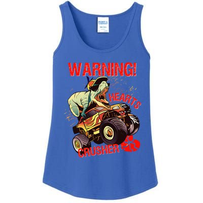 Warning Hearts Crusher T Rex Dinosaur Riding Monster Truck Great Gift Ladies Essential Tank