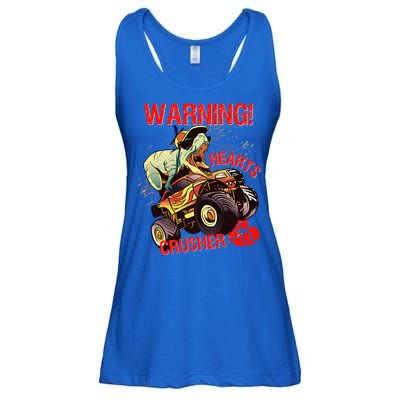 Warning Hearts Crusher T Rex Dinosaur Riding Monster Truck Great Gift Ladies Essential Flowy Tank