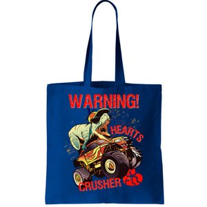 Warning Hearts Crusher T Rex Dinosaur Riding Monster Truck Great Gift Tote Bag