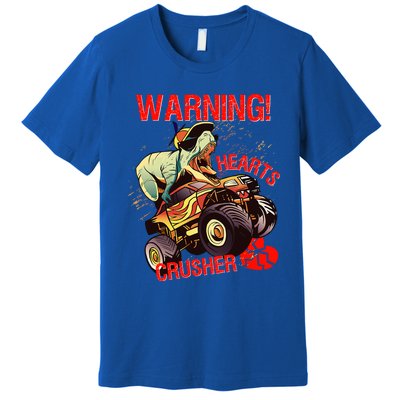 Warning Hearts Crusher T Rex Dinosaur Riding Monster Truck Great Gift Premium T-Shirt