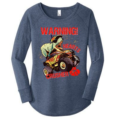 Warning Hearts Crusher T Rex Dinosaur Riding Monster Truck Great Gift Women's Perfect Tri Tunic Long Sleeve Shirt