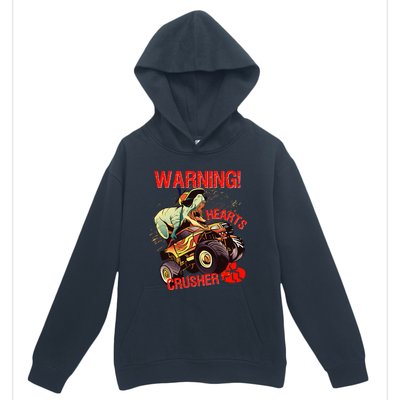 Warning Hearts Crusher T Rex Dinosaur Riding Monster Truck Great Gift Urban Pullover Hoodie