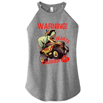 Warning Hearts Crusher T Rex Dinosaur Riding Monster Truck Great Gift Women's Perfect Tri Rocker Tank