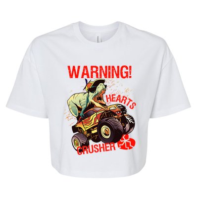 Warning Hearts Crusher T Rex Dinosaur Riding Monster Truck Great Gift Bella+Canvas Jersey Crop Tee