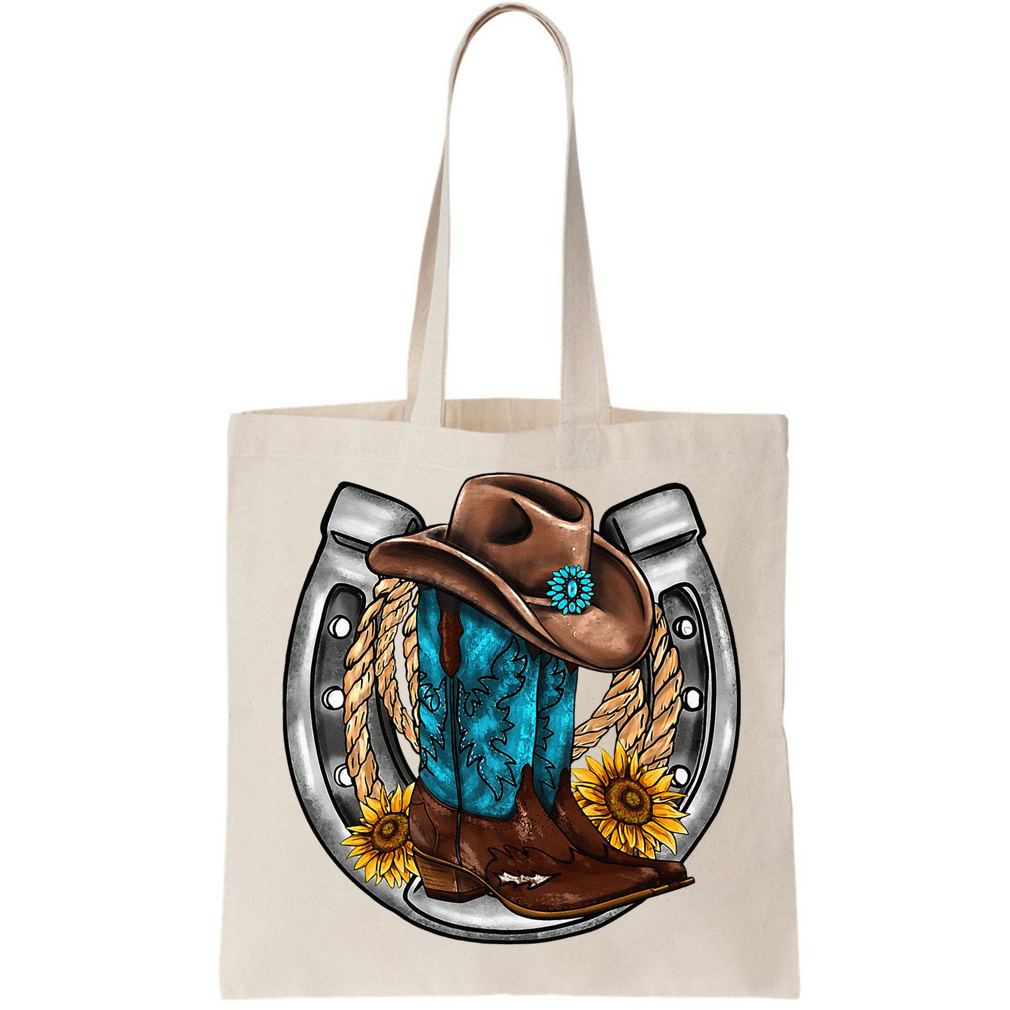 Western Horseshoe Cowboy Boots Hat Rope Sunflower Rodeo Dad Bag