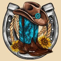 Western Horseshoe Cowboy Boots Hat Rope Sunflower Rodeo Dad Bag