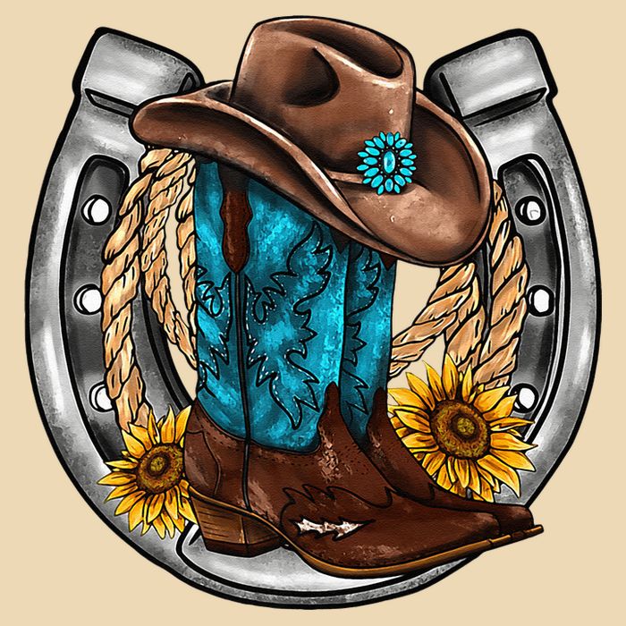 Western Horseshoe Cowboy Boots Hat Rope Sunflower Rodeo Dad Bag