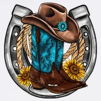 Western Horseshoe Cowboy Boots Hat Rope Sunflower Rodeo Dad Beanie