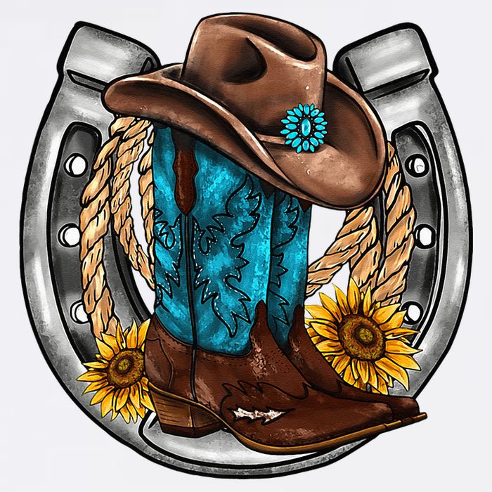 Western Horseshoe Cowboy Boots Hat Rope Sunflower Rodeo Dad Beanie