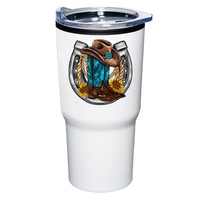 Western Horseshoe Cowboy Boots Hat Rope Sunflower Rodeo Dad Tumbler