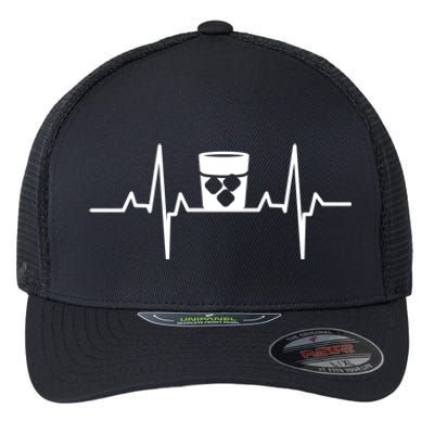 Whiskey Heartbeat Distilled Alcoholic Beverage Whisky Funny Gift Flexfit Unipanel Trucker Cap