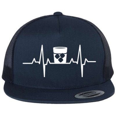 Whiskey Heartbeat Distilled Alcoholic Beverage Whisky Funny Gift Flat Bill Trucker Hat