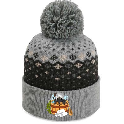 Wire Haired Dachshund Lover And Wellness Sauna Lover Design Gift The Baniff Cuffed Pom Beanie