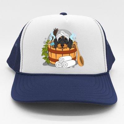 Wire Haired Dachshund Lover And Wellness Sauna Lover Design Gift Trucker Hat