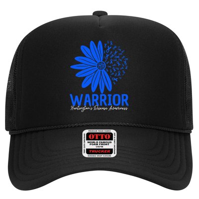 Warrior Huntingtons Disease Awareness Flower Ribbon Blue Trucker Hat