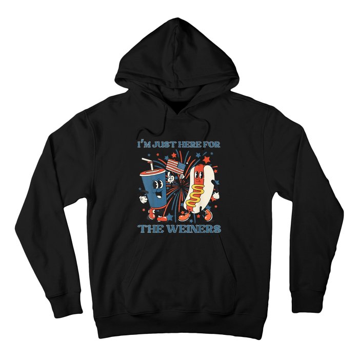 Womens Hot Dog Im Just Here For The Wieners 4Th Of July Hoodie