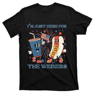 Womens Hot Dog Im Just Here For The Wieners 4Th Of July T-Shirt