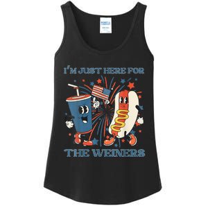 Womens Hot Dog Im Just Here For The Wieners 4Th Of July Ladies Essential Tank