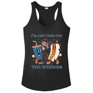 Womens Hot Dog Im Just Here For The Wieners 4Th Of July Ladies PosiCharge Competitor Racerback Tank