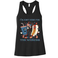 Womens Hot Dog Im Just Here For The Wieners 4Th Of July Women's Racerback Tank