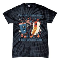 Womens Hot Dog Im Just Here For The Wieners 4Th Of July Tie-Dye T-Shirt