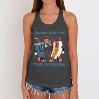 Womens Hot Dog Im Just Here For The Wieners 4Th Of July Women's Knotted Racerback Tank