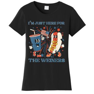 Womens Hot Dog Im Just Here For The Wieners 4Th Of July Women's T-Shirt